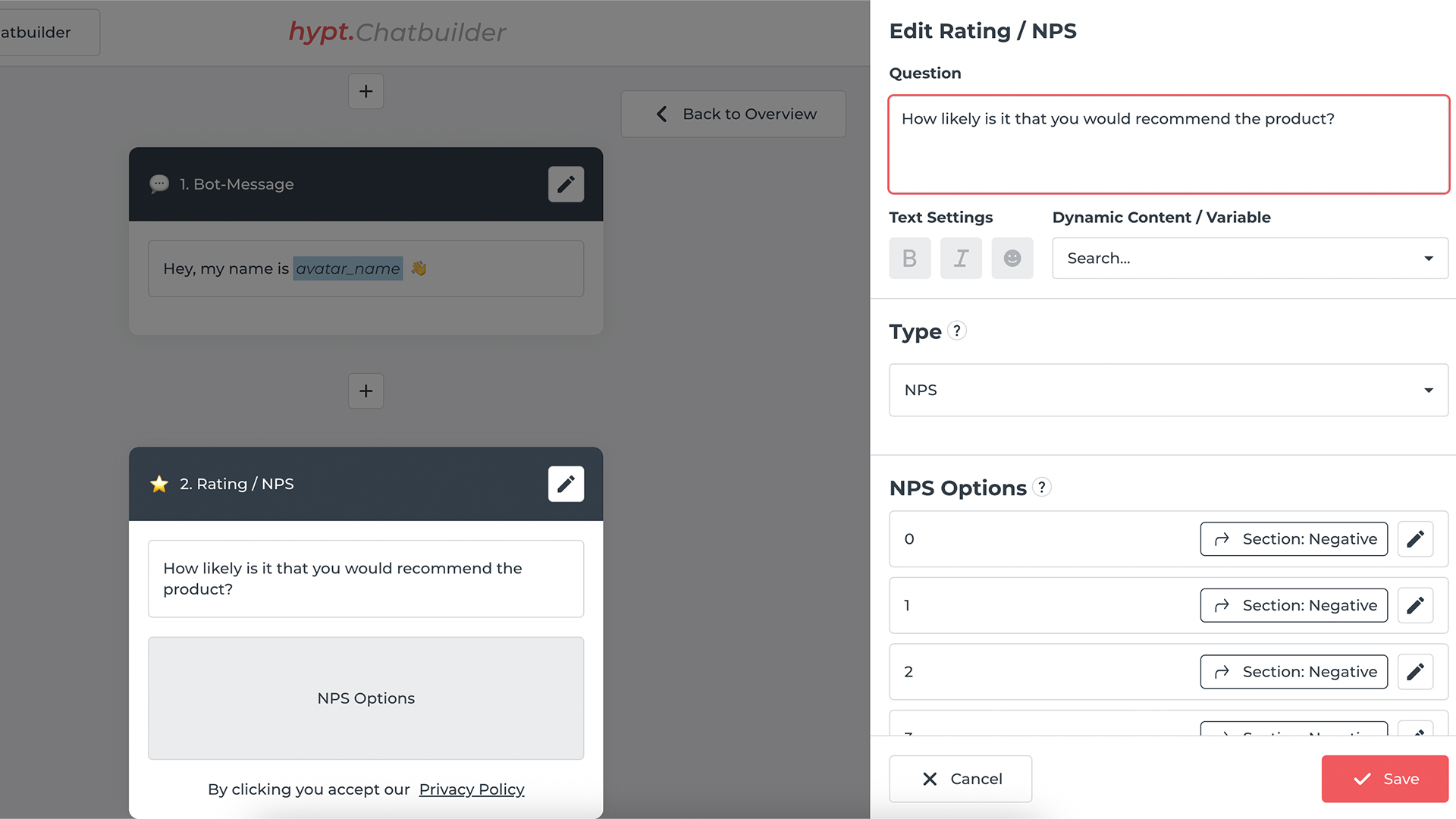 Screenshot NPS function